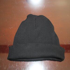 cute black cotton ribbed baby pull on hat